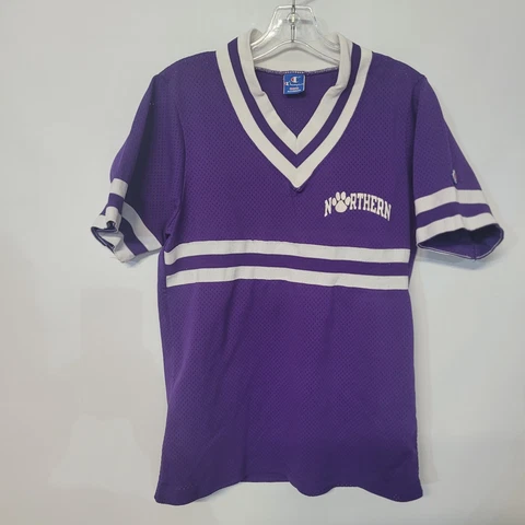 Rare Vintage 80s Champion Northwestern University Mesh Jersey V Shirt Mens M USA Cover
