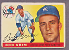 1955 "TOPPS" No 80 "BOB GRIM" NY YANKEES ROOKIE BASEBALL CARD VG