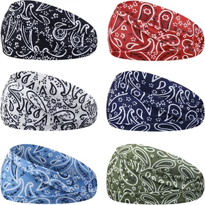 6Pcs Headbands Paisley Bandanas Head Bands Sweat Band Hair Wrap Headwrap Fashion - Picture 1 of 12