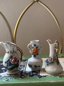 Lote de 3 jarras vintage en miniatura florales años 40 - Imagen 1 de 7