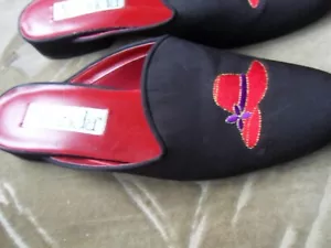 SOMBRERO ROJO CLUB AMANDA Talla 11M Linda Negro con Deslizables Zapatos Planos Damas  - Imagen 1 de 10