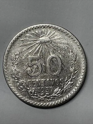 1937 Mexico Estados Unidos Mexicanos 50 Centavos KM# 447  Silver Coin - Image 1 of 2