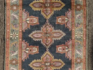 4x6 BLUE PINK RUG HANDMADE wool oriental handwoven oushak purple new clean soft - Picture 1 of 15