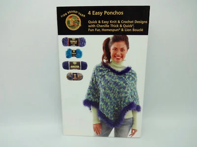 Hilo de León 4 Ponchos Fácil Instrucciones Rápido y Fácil Tejido y Ganchillo Diseños Foto 1 de 4