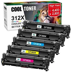 5PK CF380A CF381A CF382A CF383A Toner 312A For HP Laserjet Pro MFP M476dn M476nw - Picture 1 of 7