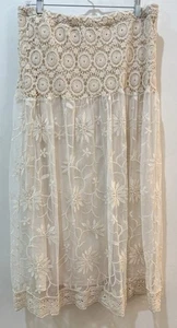 Maxi Falda Cato Marfil Encaje Crochet Boho Chic Cottage Core Western Talla Mediana - Imagen 1 de 18