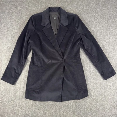 Blazer halógeno para mujer mediano negro terciopelo dos botones muesca solapa parche bolsillos Foto 1 de 4