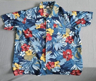 Edward's Casualwear Short Sleeve Hawaiian Shirt Mens XL Blue, Red, Yellow Floral - Image 1 of 4