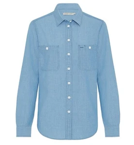 R.M Williams Lady Grazier Work Shirt Size 10 Blue Chambray Western Farm Wear - Bild 1 von 8