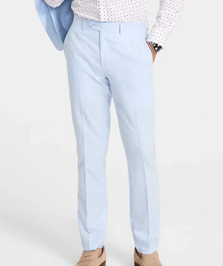 $135 NUEVO BAR III Hombres 34x30 Azul Polvo Calce Ajustado Lino Algodón Pantalones/Pantalones de Vestir Foto 1 de 4