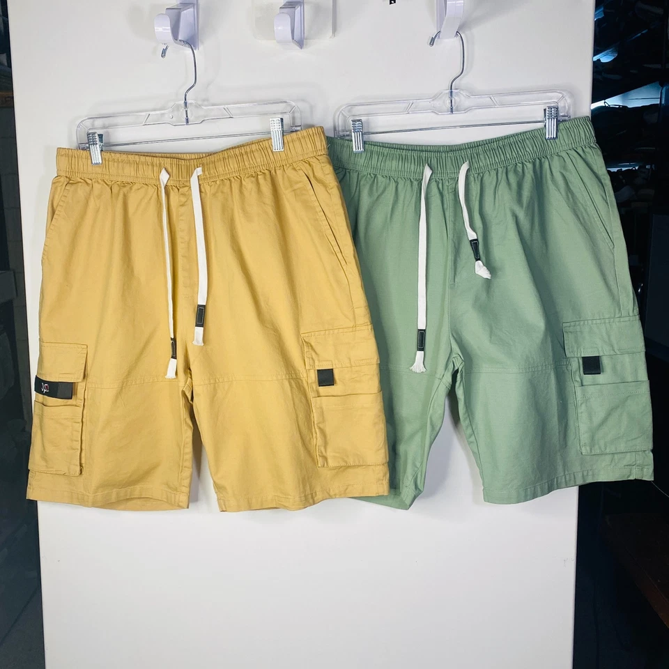 Pantalones Cortos Carga APTRO Para Hombre Cintura Elástica Cordón XXL Caqui Verde Oliva Foto 1 de 3