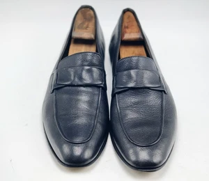 Canali Navy Blue Grained Leather Butterfly Loafers sz 11.5 US / 44.5 EUR MENS - Picture 1 of 9