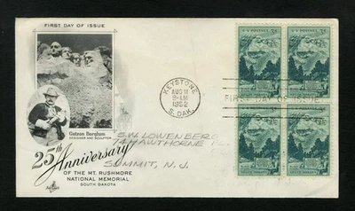 1952 FDC sc 1011 Mount Rushmore First Day Cover Grand Keystone, South Dakota 1 - Image 1 of 2