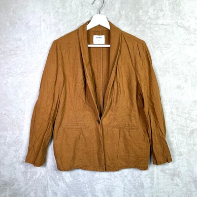Blazer Old Navy Mujer Mezcla de Lino Mediano Marrón Sin Estructura Carrera Ligero Foto 1 de 4