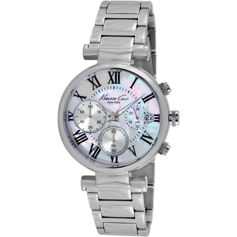 Kenneth Cole Damas Mothe Of Pearl Dial Cronógrafo Acero Inoxidable Reloj KC4971 Foto 1 de 1