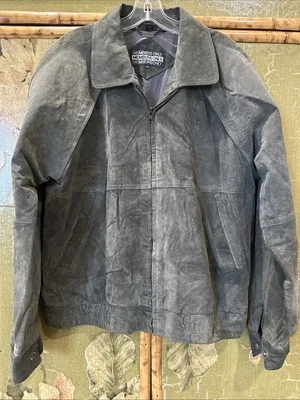 HERMOSA Chaqueta Bomber de Cuero Gamuza Gris Solo Miembros para Hombres Talla 42” Foto 1 de 4