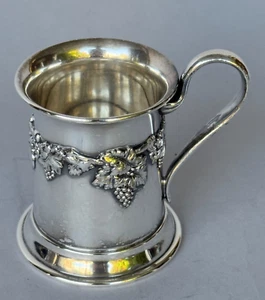 Handsome Old Sheffield Fused Silver Plate c1780s-1820s Tankard Mug GRAPE VINE - Picture 1 of 14