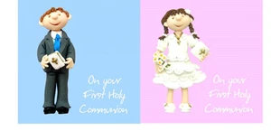 ERSTE 1. HEILIGE KOMMUNION Mädchen Junge Grußkarten ~ lustig & schrullig ~ schneller Versand - Bild 1 von 3