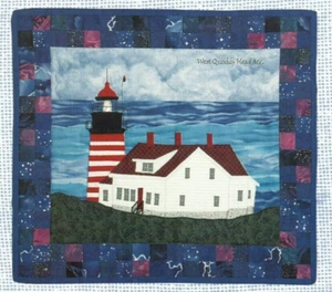 West Quoddy Kopf Leuchtfeuer Leuchtturm Wand Quilt Muster Primitive Folk - Bild 1 von 2