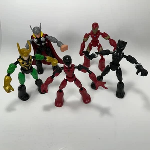 Bend and Flex Thor Loki Iron Man Black Panther Spider-Man/Miles Morales 5 Figure - Foto 1 di 11