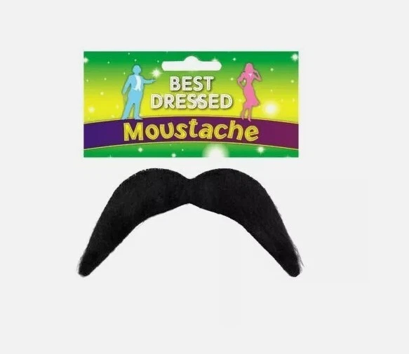 1x Men 70's Mexican Black Stick on Fake Moustache Mustache Fancy Party - Image 1 of 1