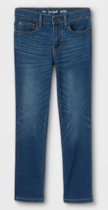 Cat And Jack Girls Size 12 Dark Blue Straight Super Stretch Denim Jeans - Picture 1 of 8