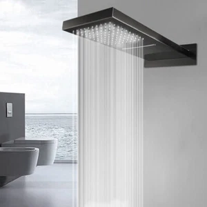 Grifo de ducha rectangular negro mate montado en la pared grifo mezclador reemplazable - Imagen 1 de 9