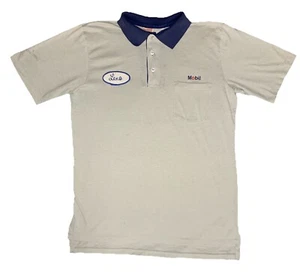 VTG Mobil Oil Gas Station Attendant Uniform Shirt Unitog Men’s Medium Polo Blue - Picture 1 of 17