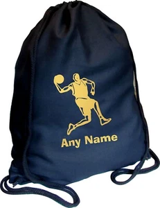 Basketball Print BLACK Kids COTTON Childs School Sports Gym PE Bag, Xmas Gift - Picture 1 of 11
