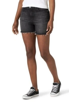 Lee Women's Shorts Size 16M High-Rise Black Denim With Raw Hem Casual Fit NWT - Image 1 of 4