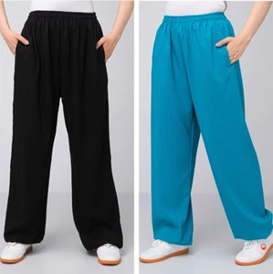 Unisex Baumwolle Leinen Kung Fu Tai Chi Hose Kampfsport Wushu Gummizughose - Bild 1 von 17