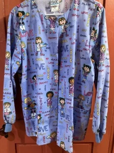 Simply Basic Long Sleeve Snap Front Pocket Scrub Jacket Size Medium - Picture 1 of 7