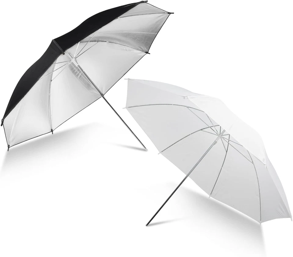 33" Translucent White Soft Umbrella & Silver Reflector Diffuser Lighting Kit - Image 1 of 4