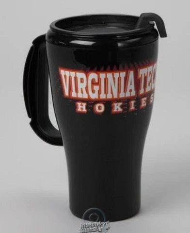 Virginia Tech Hokies VT 16 Ounce Roadster Plastic Travel Tumbler Mug Cup +Lid Cover