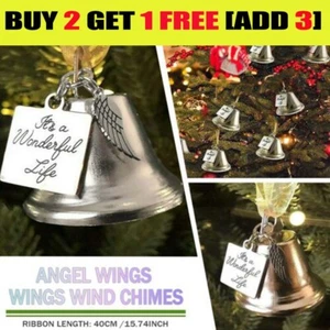 It's a Wonderful Life Christmas Angel Bell Ornament Tree Angel Wing Charm UK - Picture 1 of 15