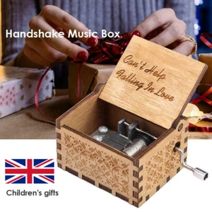 UK Can't Help Falling in Love Wooden Engraved Musical Case Gifts Toy Music Boxes - Picture 1 of 12