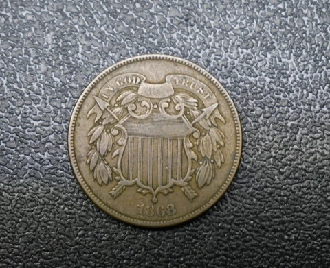1868 Two Cent Piece 2C US Copper Coin Cover