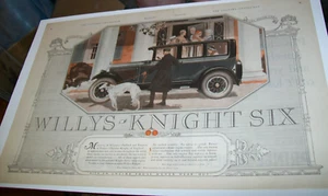1925 Willys Knight Six large-mag centerfold car ad-borzoi dog-Donald Gardner ill - Picture 1 of 1