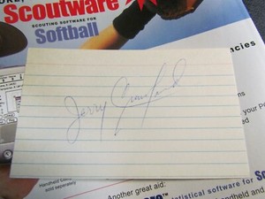 Jerry Crawford autographed index card 