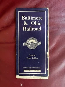 Folleto de tabla de tiempo del ferrocarril de Baltimore y Ohio de 1928 1 de noviembre - Imagen 1 de 3