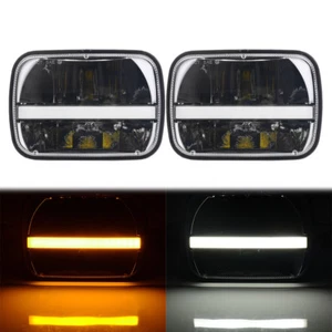 2PC 5x7'' 7X6" LED Headlight Halo DRL Turn Signal For Jeep YJ for Cherokee XJ MJ - Picture 1 of 12