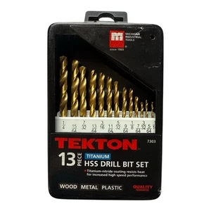 Tekton 13pc Titanium HSS Drill Bit Set 1/4" - 1/16" Straight Shank ~7303 - Picture 1 of 4