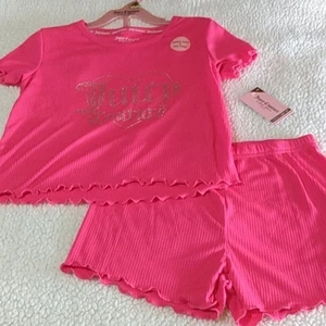 Juicy Couture leuchtend rosa Mädchen Schlaf Set mit Strass Logo 7/8 - Bild 1 von 16