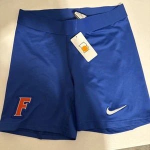 Florida Gators Shorts Women Medium Blue Half Tight Nike Compression Short Ladies - Picture 1 of 3