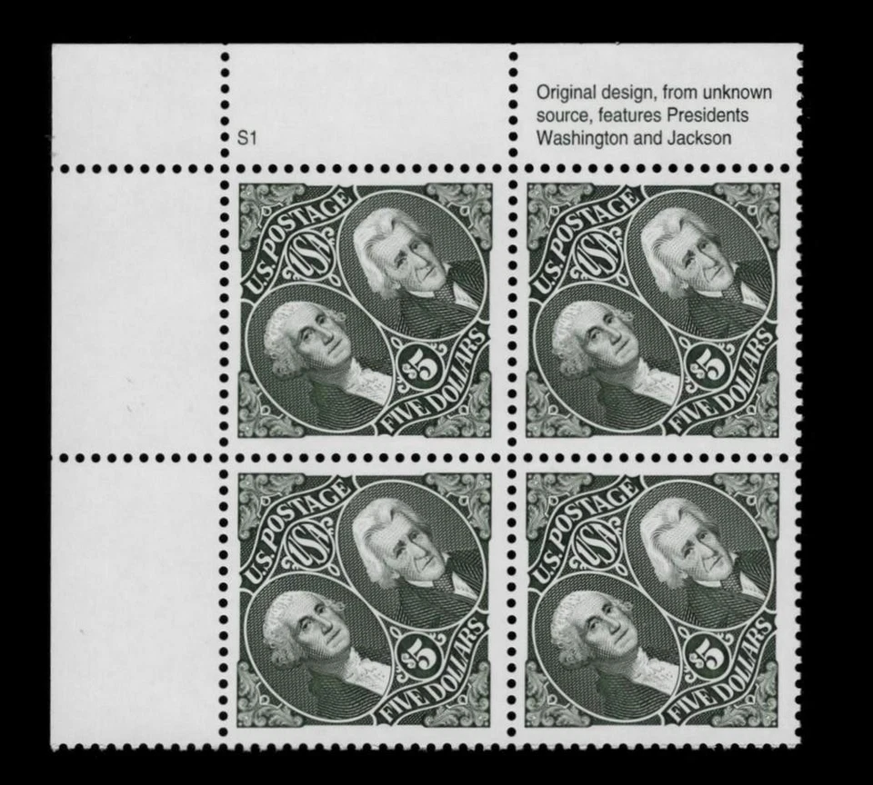 2592 Regular Issue $5 WASHINGTON & JACKSON Plate Block $40 MNH SEE PHOTOS O-695 - Image 1 of 1