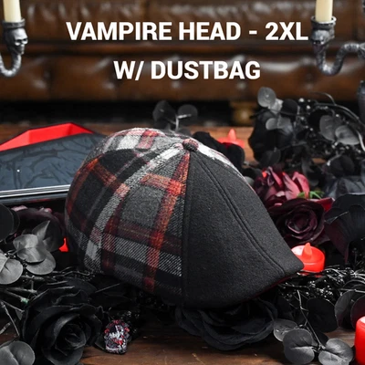 Boston Scally  VAMPIRE HEAD -BLOOD MOON Plaid Cap 2XL W/ Bag- Halloween SOLD OUT - Image 1 of 4