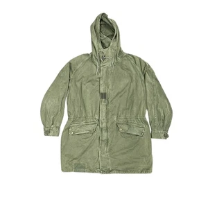 Parka de algodón verde oliva genuina vintage del ejército francés M-64 moda militar años 60 - Imagen 1 de 6