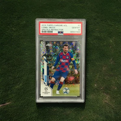 2019 Topps Chrome UCL Barcelona Lionel Messi Speckle Refractor PSA Gem Mint 10 - Image 1 of 3