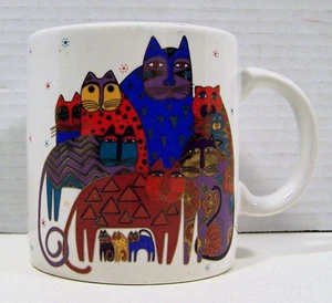 Laurel Burch "I Love Cats" 14 Unzen Kaffeebecher bunt skurril Tier Kunst Tasse '93 - Bild 1 von 8