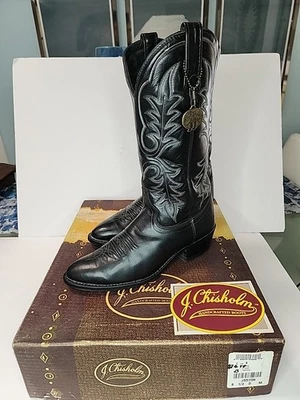 J Chisholm J5510R Mens Western Boots Sz 8 1/2 D Black Cowboy Western Leather - Image 1 of 4